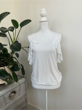 VENUS White Ruffle Cold-Shoulder Camisole